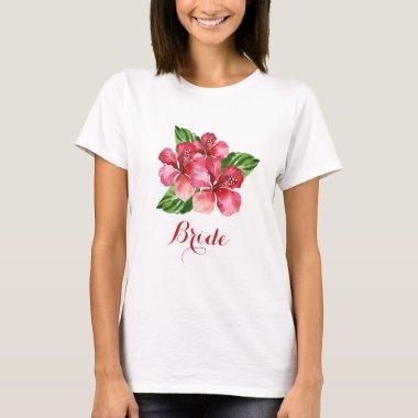 Bride Tropical Botanical Floral Hibiscus T-Shirt