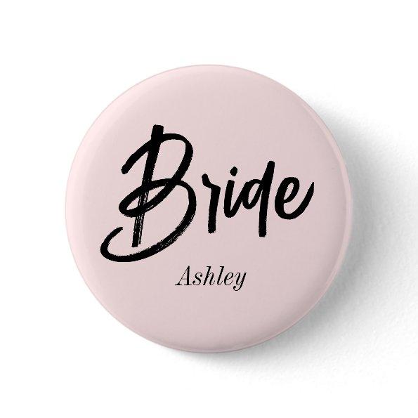 Bride Wedding Blush Pink Script Button