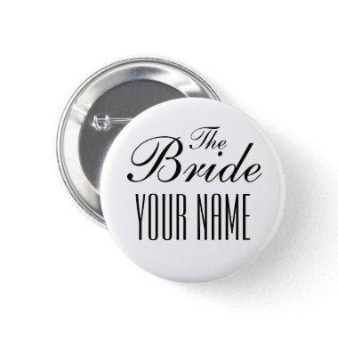 Bride wedding button with custom name