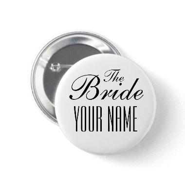 Bride wedding button with custom name