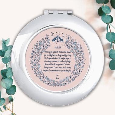 Bride Wedding Gift from Mom Pink Blue Floral Boho Compact Mirror