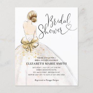 Bride Wedding Gown Budget Bridal Shower Invitations
