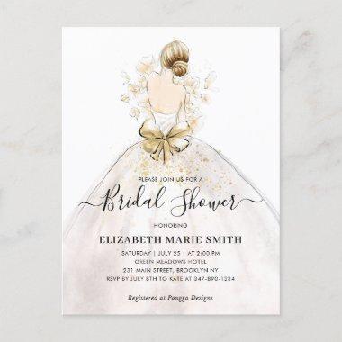 Bride Wedding Gown Dress Bridal Shower Invitation PostInvitations