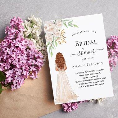 Bride white florals green dress