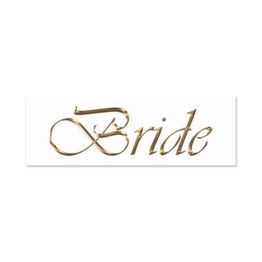 Bride white gold elegant script calligraphy chic name tag