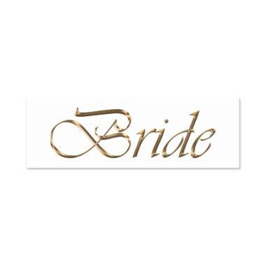 Bride white gold elegant script calligraphy chic name tag