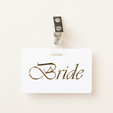 Bride white gold script calligraphy elegant chic badge