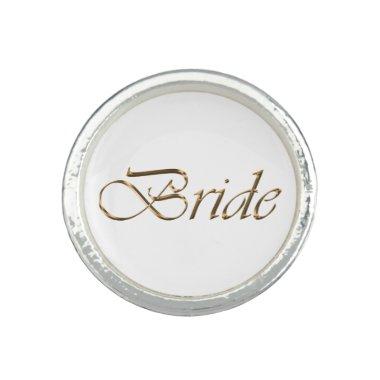 Bride white & gold script calligraphy elegant chic ring