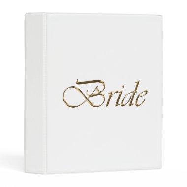 Bride white gold script elegant chic wedding mini binder