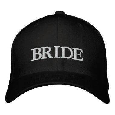 Bride white text black wedding embroidered baseball cap