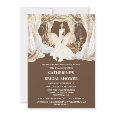 Bride white wedding dress boho string lights Invitations