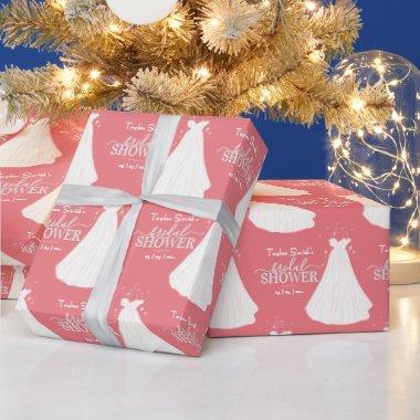 Bride With Long Dress  Pink Wrapping Paper