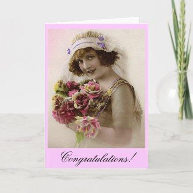 Bride with Rose bouquet Invitations