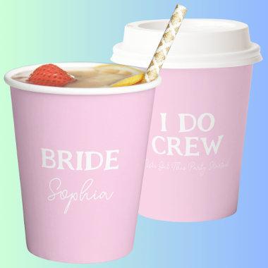 Brides Bachelorette Party Pink Name Paper Cups