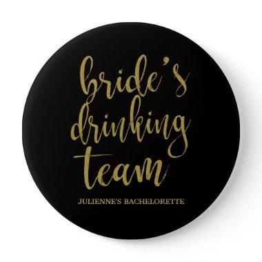 Bride's Drinking Team Cute Calligraphy Bridesmaid Pinback Button
