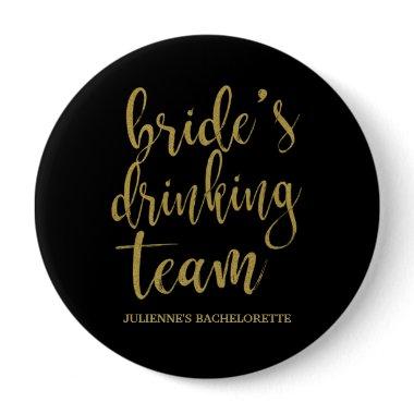 Bride's Drinking Team Cute Calligraphy Bridesmaid Pinback Button