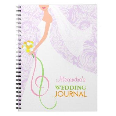 Bride's Lavender Damask Wedding Journal Notebook