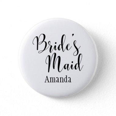 Bride's Maid Black Script Typography w/ Name (30) Button
