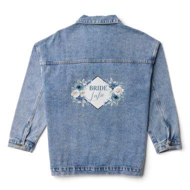 Brides Name Blue and White Flowers Geometric Frame Denim Jacket