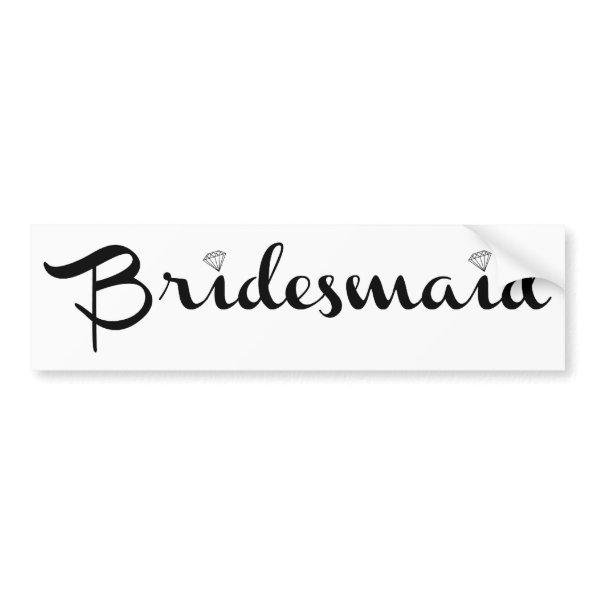 Bridesmaid Black on White Bumper Sticker