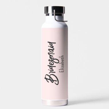 Bridesmaid Blush Pink Bridal Shower Gift Water Bottle