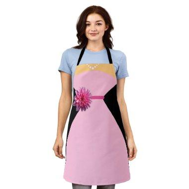 Bridesmaid Dress Pink with Pink Flower Apron