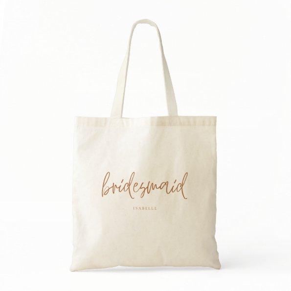 Bridesmaid Earthy Boho Handwritten Script Tote Bag