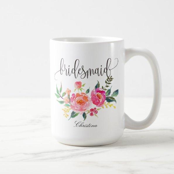 Bridesmaid Floral Personalized Wedding -3 Coffee Mug