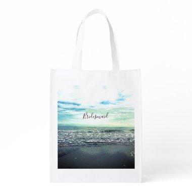 Bridesmaid Gift Beach Ocean Sea Abstract Blue Cute Grocery Bag