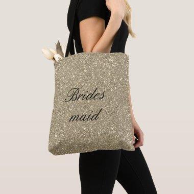 Bridesmaid Gold Glitter Sparkly Cute Wedding Favor Tote Bag