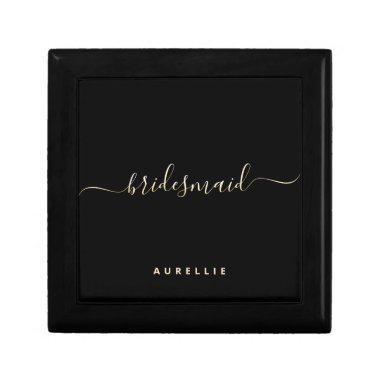 Bridesmaid Gold Script Bridal Bachelorette Name Gift Box