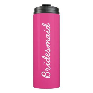 Bridesmaid Monograms Wedding Gift Favor White Pink Thermal Tumbler