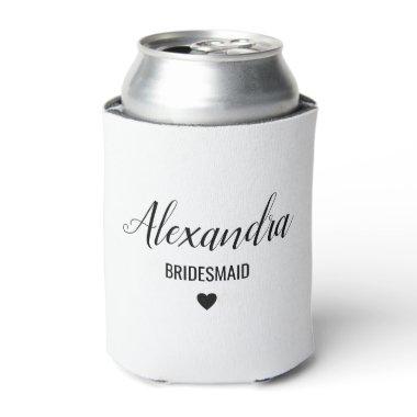 bridesmaid name & date cute minimalist heart can cooler