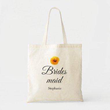 Bridesmaid Name Poppy Floral Abstract Wedding Gift Tote Bag