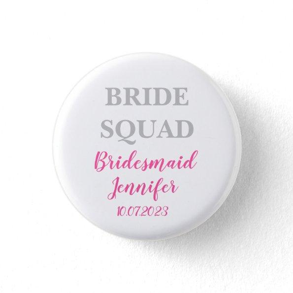 Bridesmaid Pink Custom Name Wedding Bachelorette Button