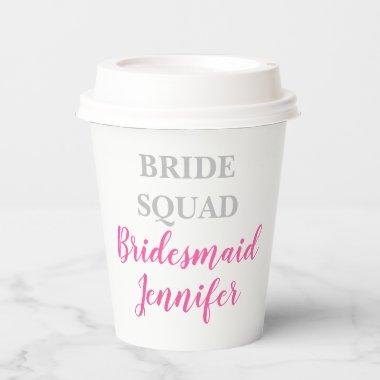 Bridesmaid Pink Custom Name Wedding Bachelorette Paper Cups