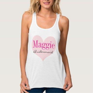Bridesmaid Pink Heart Personalized Tank Top