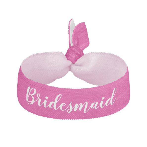 Bridesmaid Pink White Wedding Party Gift Elastic Hair Tie
