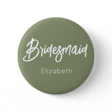 Bridesmaid Sage Green White Wedding Button