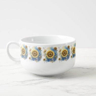 Bridesmaid sunflower mugs. Floral cute gifts Soup Mug