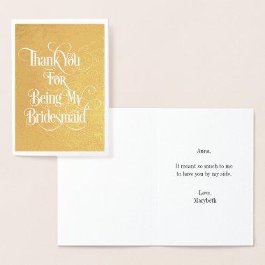 Bridesmaid Thank You Gold Foil Invitations