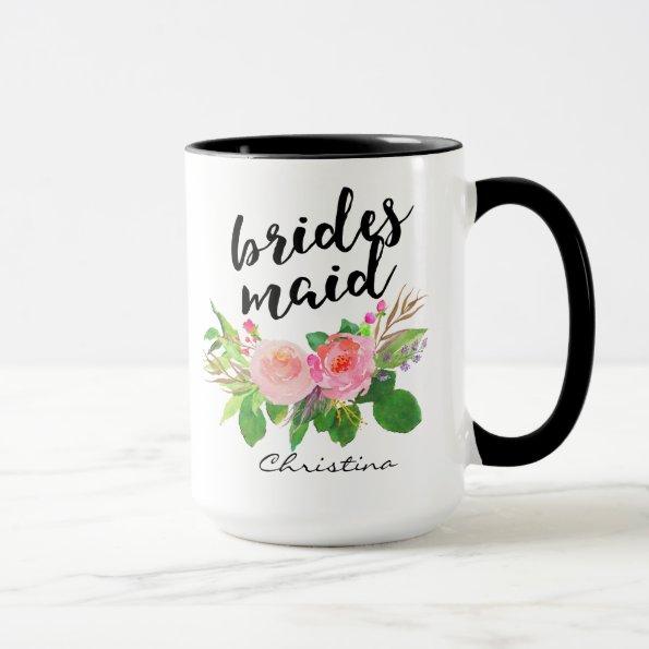 Bridesmaid Watercolor Floral Personalized Mug