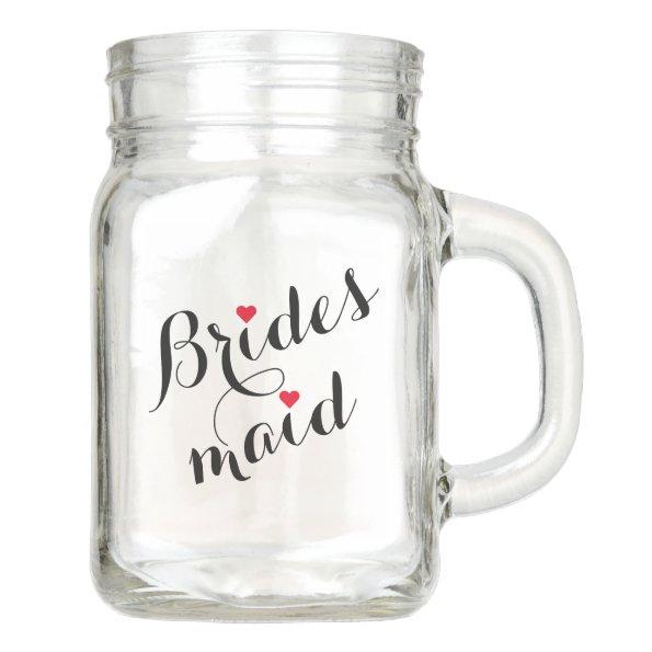 Bridesmaid Wedding Bridal Shower Elegant Script Mason Jar