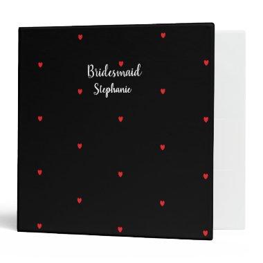 Bridesmaid Wedding Red Heart Patterns Custom Favor 3 Ring Binder