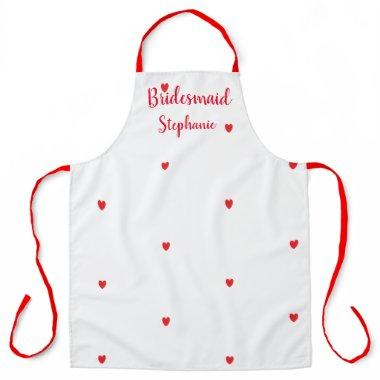 Bridesmaid Wedding Red Heart Patterns Custom White Apron