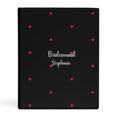 Bridesmaid Wedding Red Heart Patterns Gift Favor Mini Binder