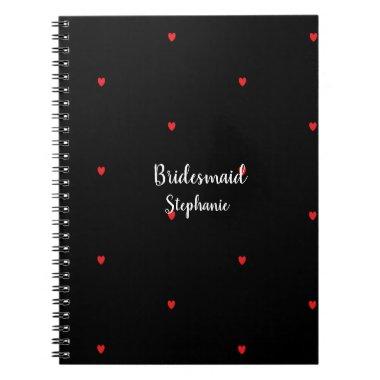 Bridesmaid Wedding Red Heart Patterns Gift Favor Notebook