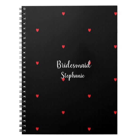 Bridesmaid Wedding Red Heart Patterns Gift Favor Notebook