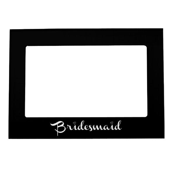 Bridesmaid White on Black Magnetic Photo Frame