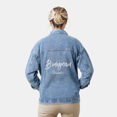 Bridesmaid White Script Wedding Denim Jacket